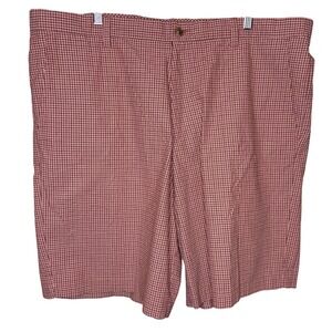 Alex Cannon Mens Red Gingham Plaid Cotton Flat Front Casual Shorts Sz 42 Sporty